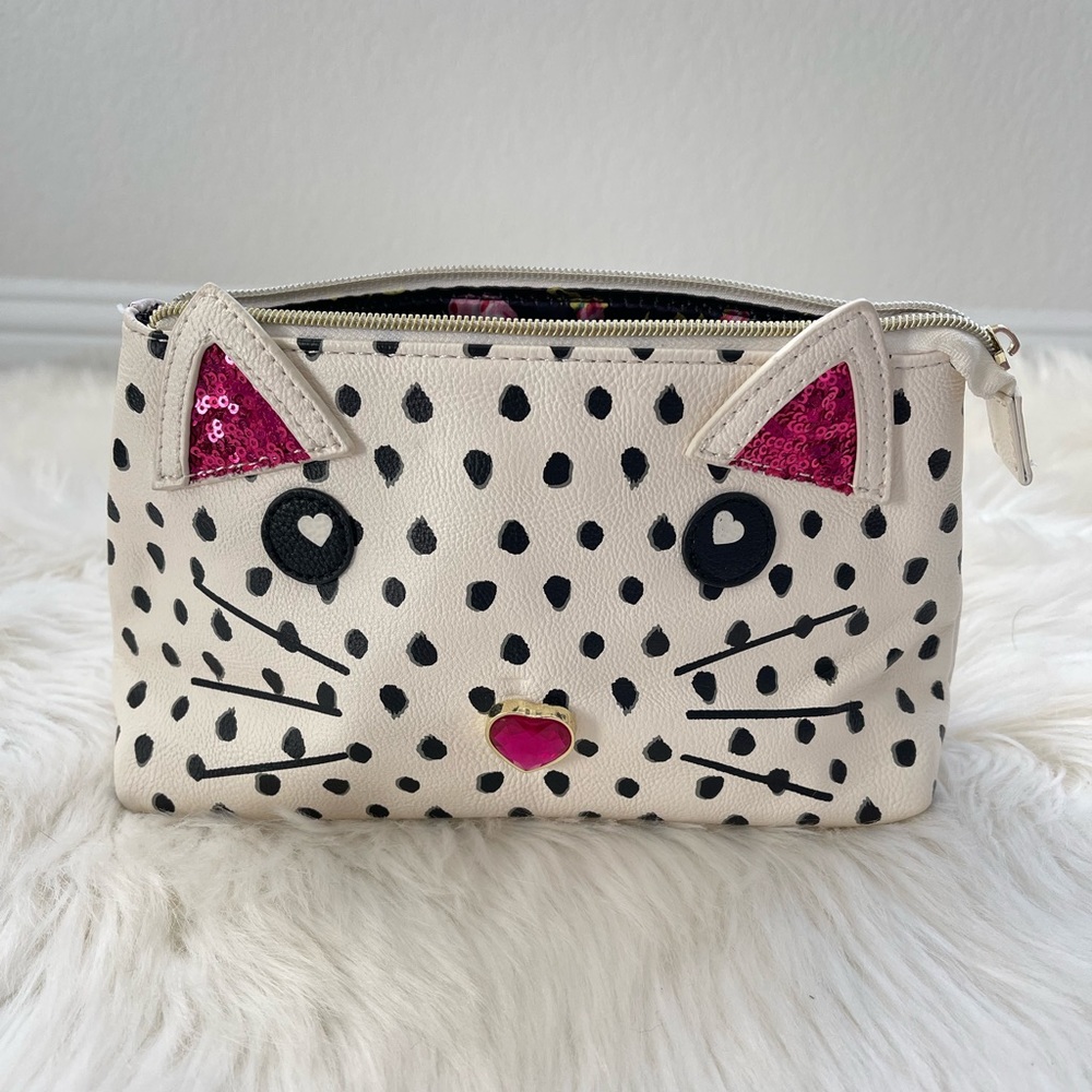 Betsey Johnson Cat Make Up Bag Cosmetic Bag